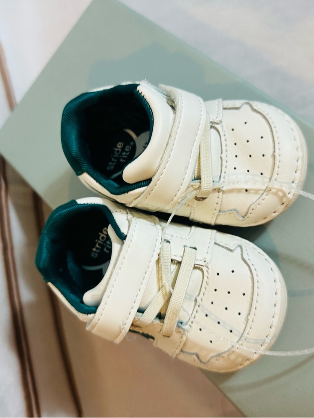 Stride Rite White & Teal Star Velcro Toddler Sneaker - Picture 12 of 12